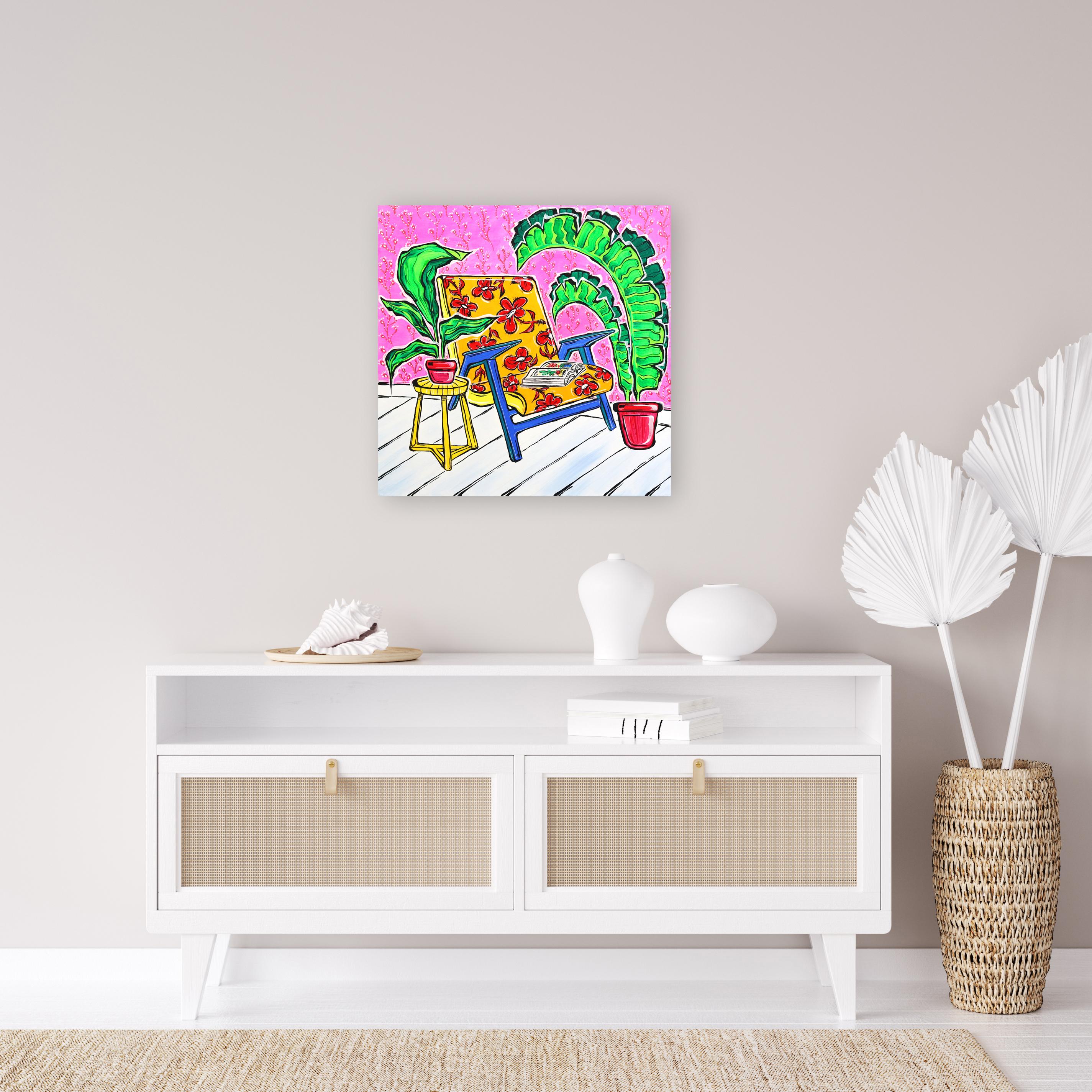 Chill - Pintura Expresionista Abstracta Contemporánea Original de Vibrantes Colores - Painting de Jonjo Elliott
