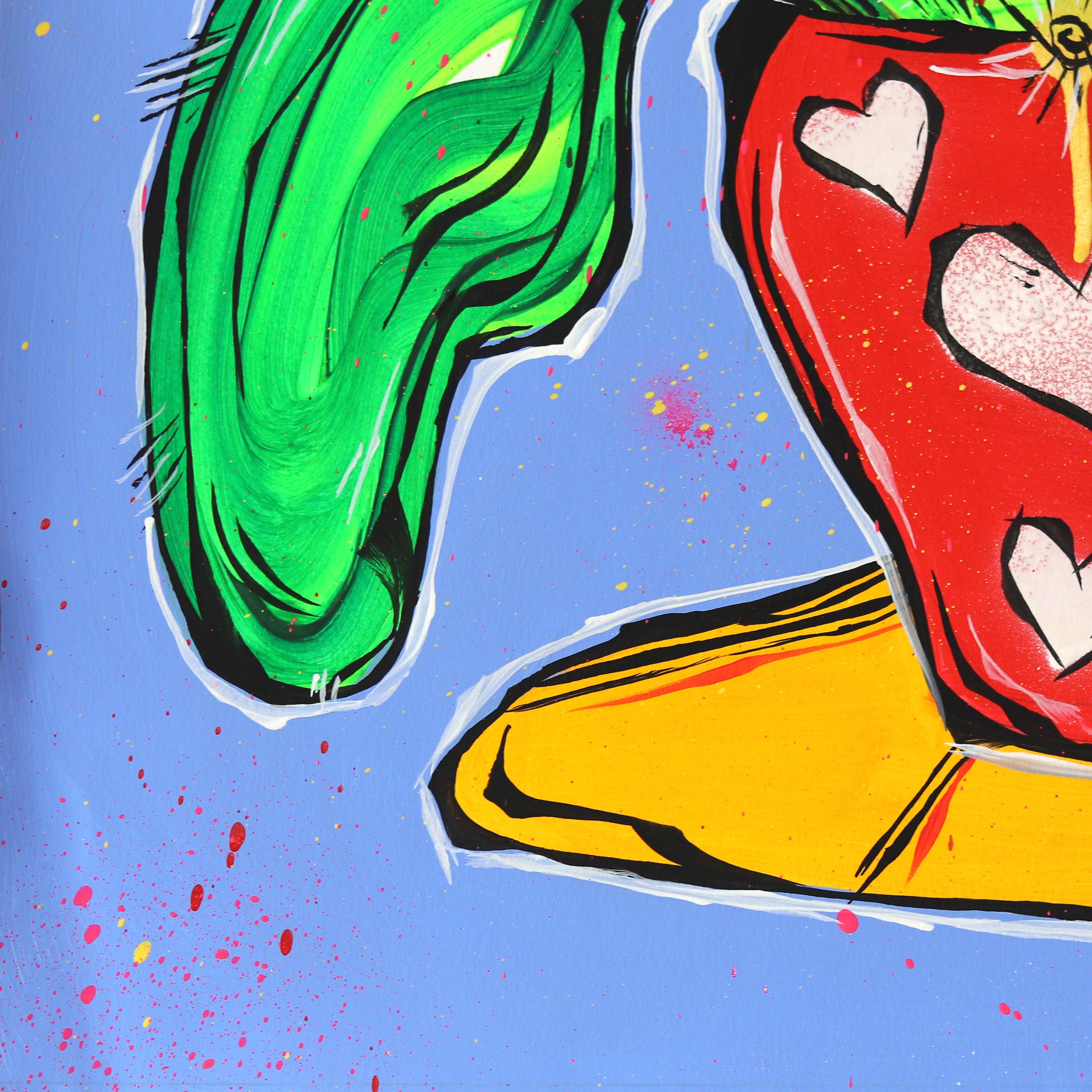 Floración del corazón - Vibrante pintura original expresionista contemporánea de bodegón - Painting Arte pop de Jonjo Elliott