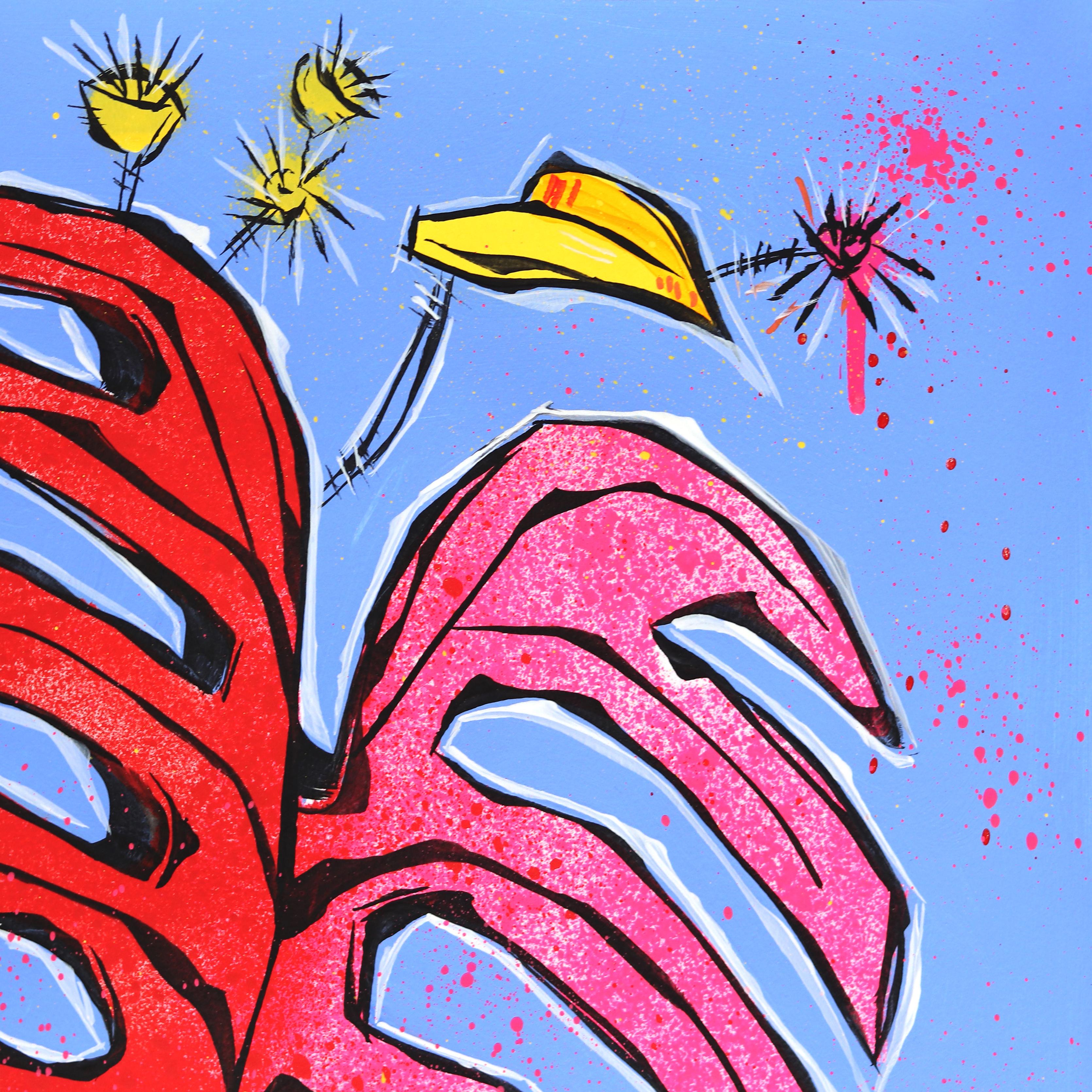 Floración del corazón - Vibrante pintura original expresionista contemporánea de bodegón - Abstract Painting Púrpura de Jonjo Elliott