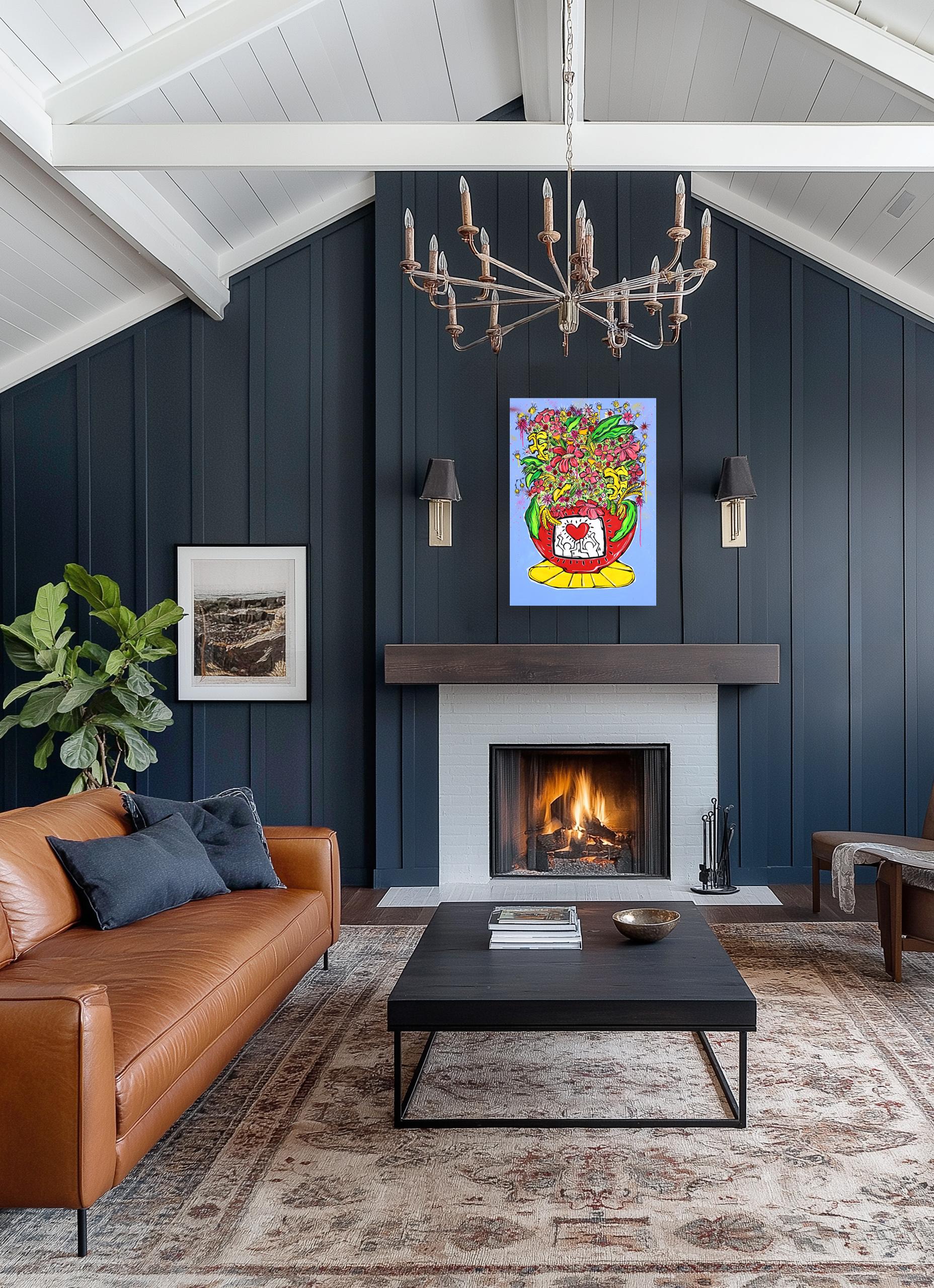 Keith's Big Pot - Colorful Vibrant Contemporary Botanical Still Life Painting For Sale 3