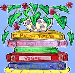 Malibu Forever - Abstraktes farbenfrohes botanisches Stillleben Gemälde