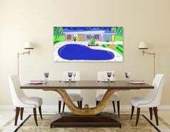 Mountain View - Original Jonjo Elliott Pop Mid Century Modern Painting on Canvas