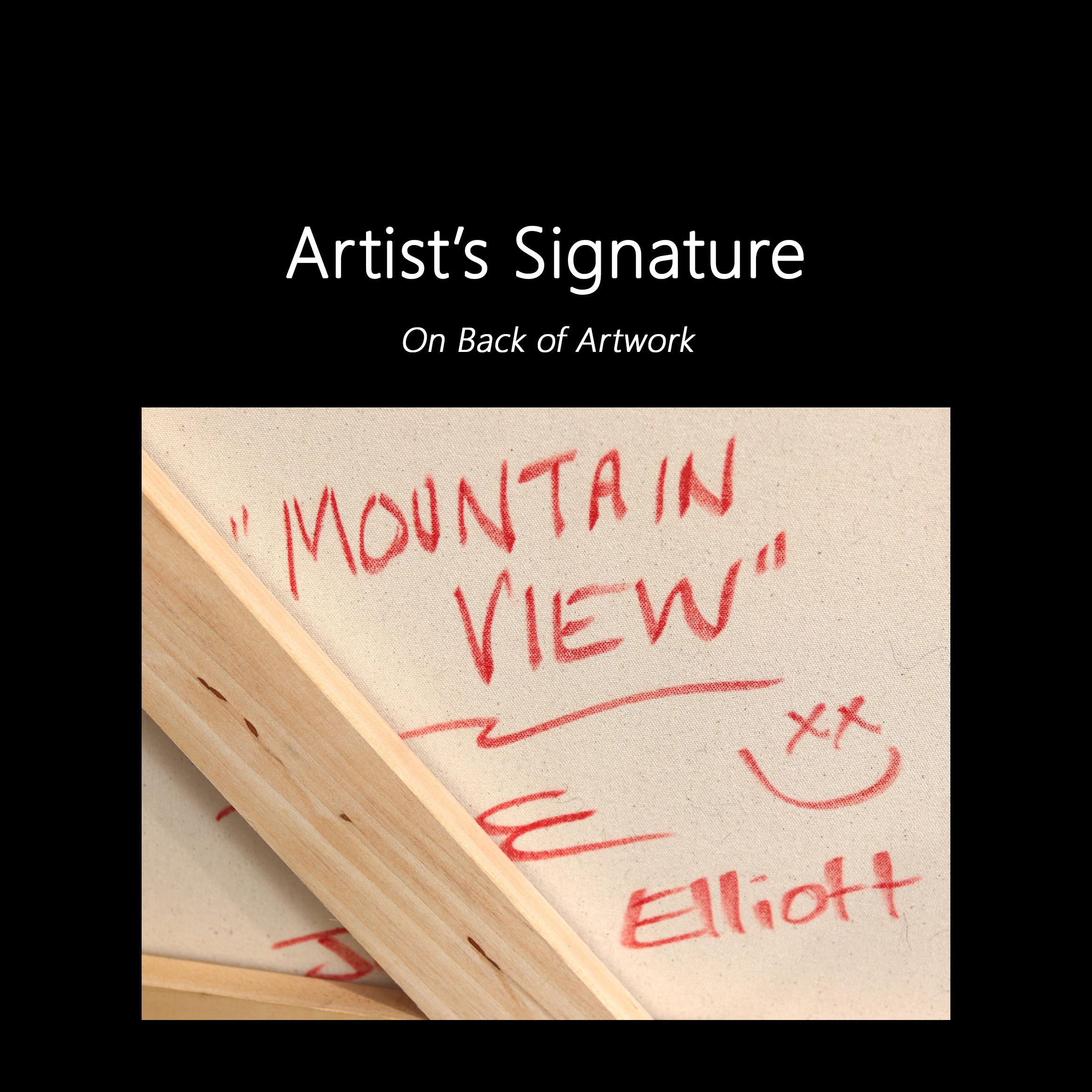 Mountain View - Original Jonjo Elliott Pop Mid Century Modern Painting on Canvas For Sale 8