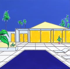 Palm House - Pittura originale e vibrante di architettura moderna e piscina