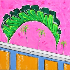 Pink Sky I - Colorful Original Minimalist Pop Art Architectural Detail Painting