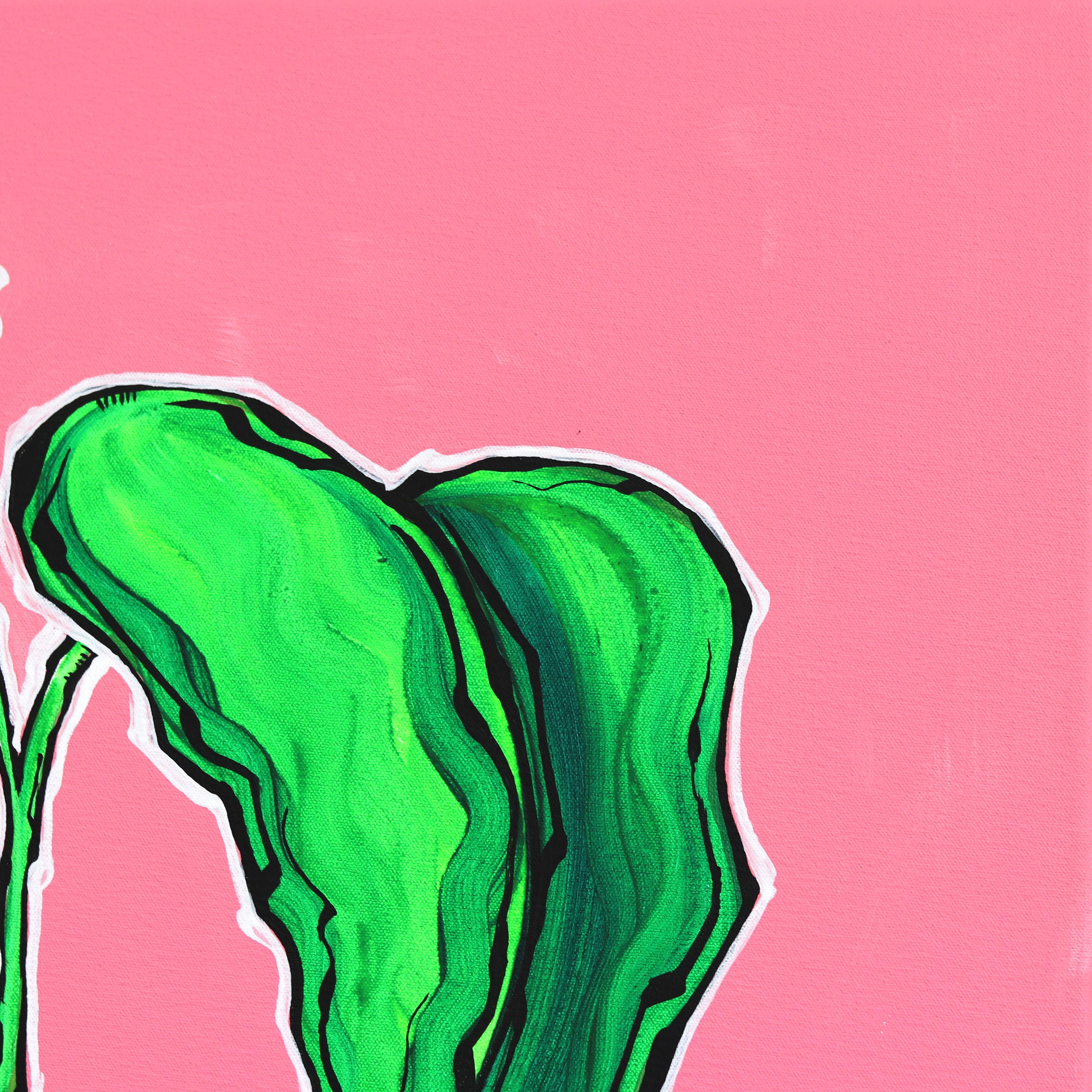 Plante Verde - Colorful Vibrant Contemporary Botanical Plant Still Life Painting in vendita 4