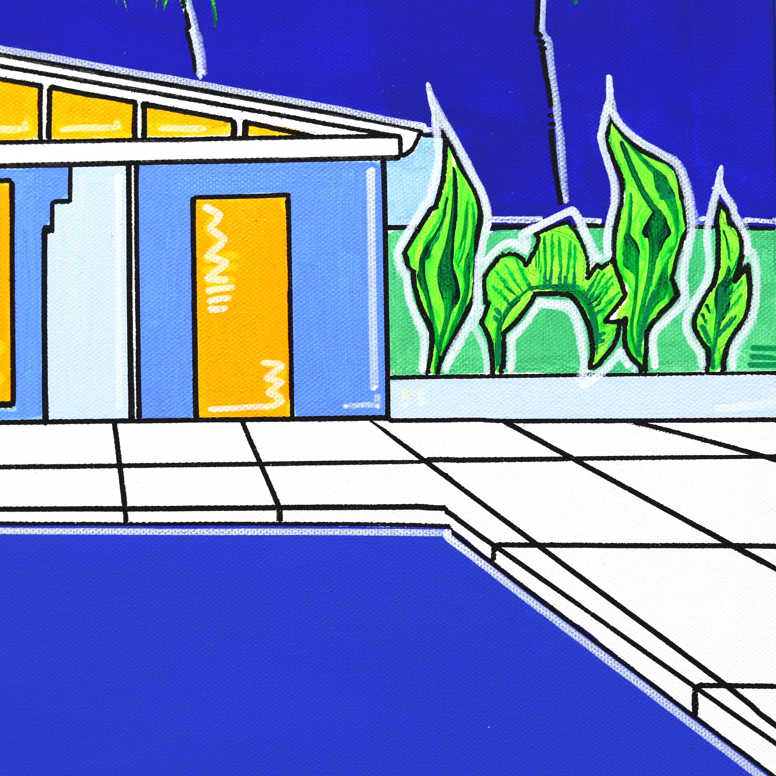 Summers 3 - Modern Architecture Original Painting on Canvas For Sale 1