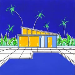 Used Summers 3 - Modern Architecture Original Painting on Canvas