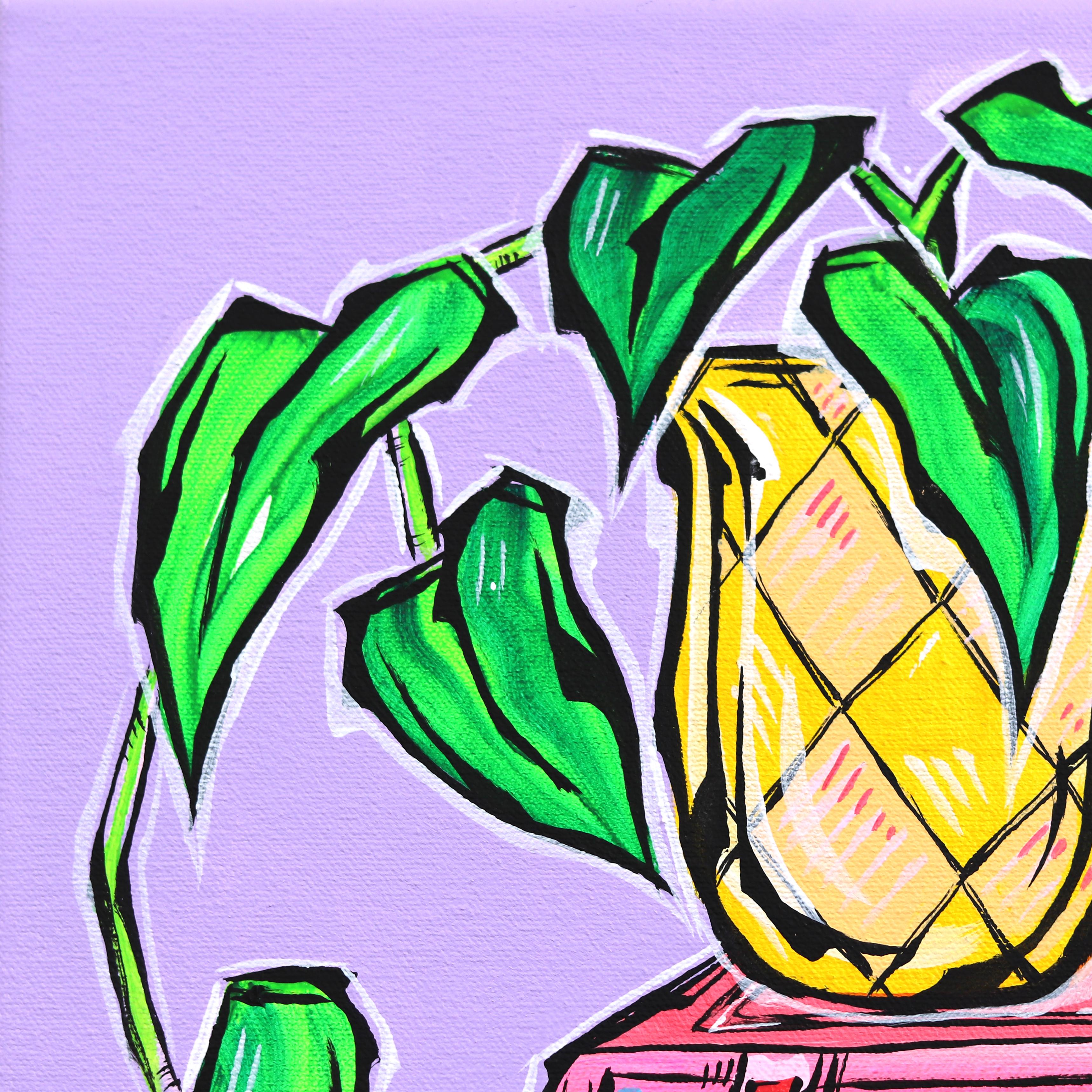 Sunday Evening - Abstract Vibrant Colorful Botanical Still Life Acrylic Painting en vente 4