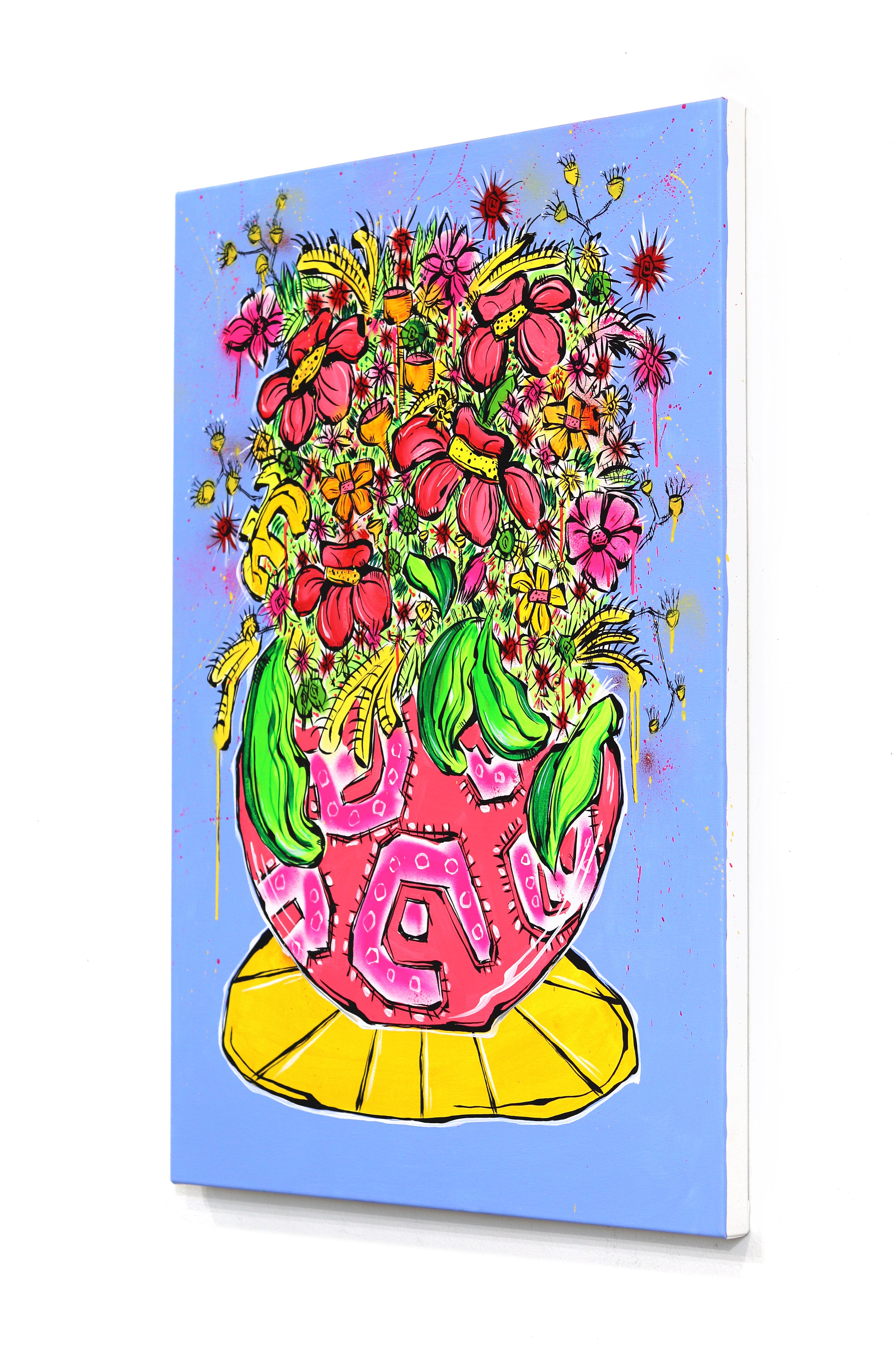 The Day We Ran Away - Abstract Colorful Botanical Floral Still Life Painting For Sale 1