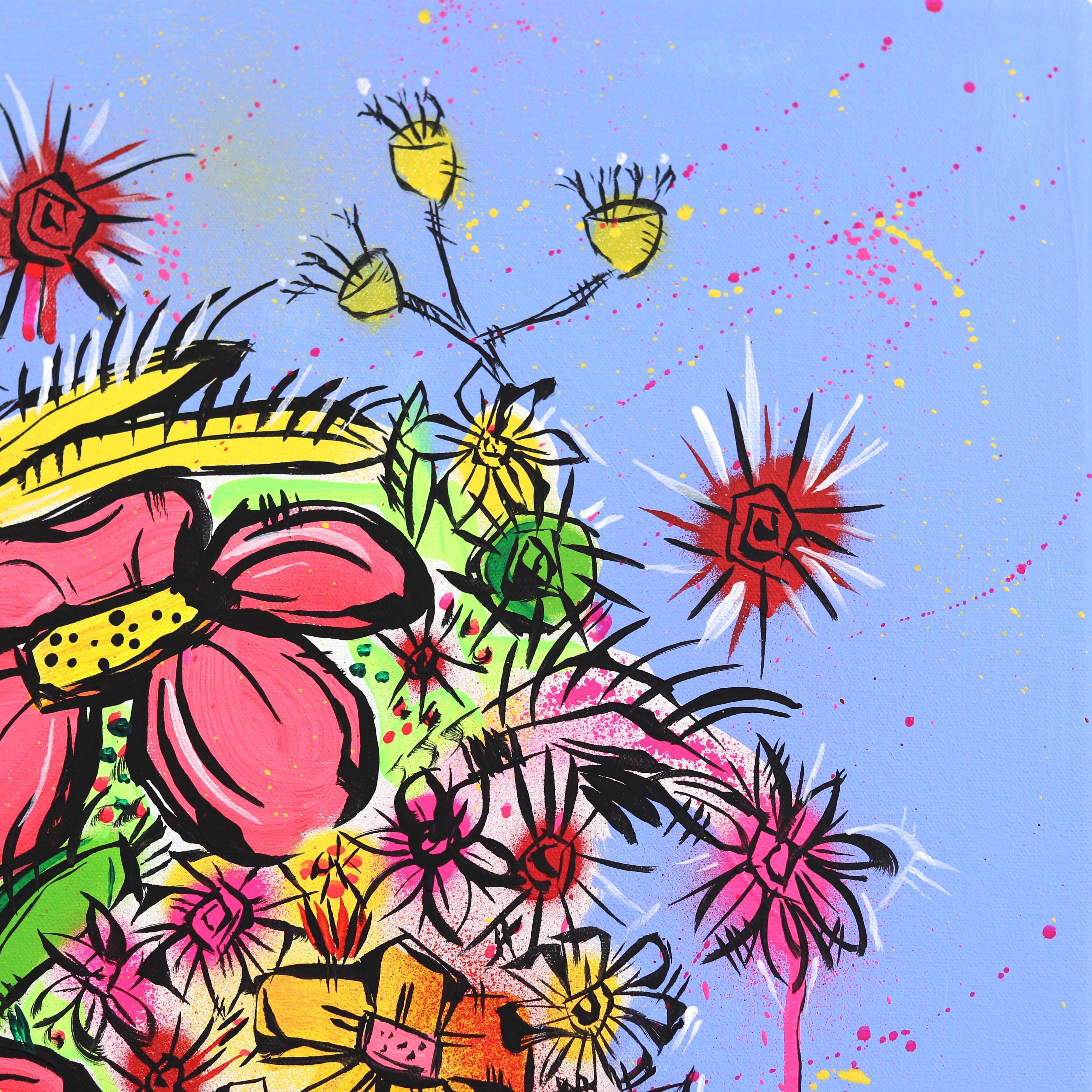 The Day We Ran Away - Abstract Colorful Botanical Floral Still Life Painting For Sale 4