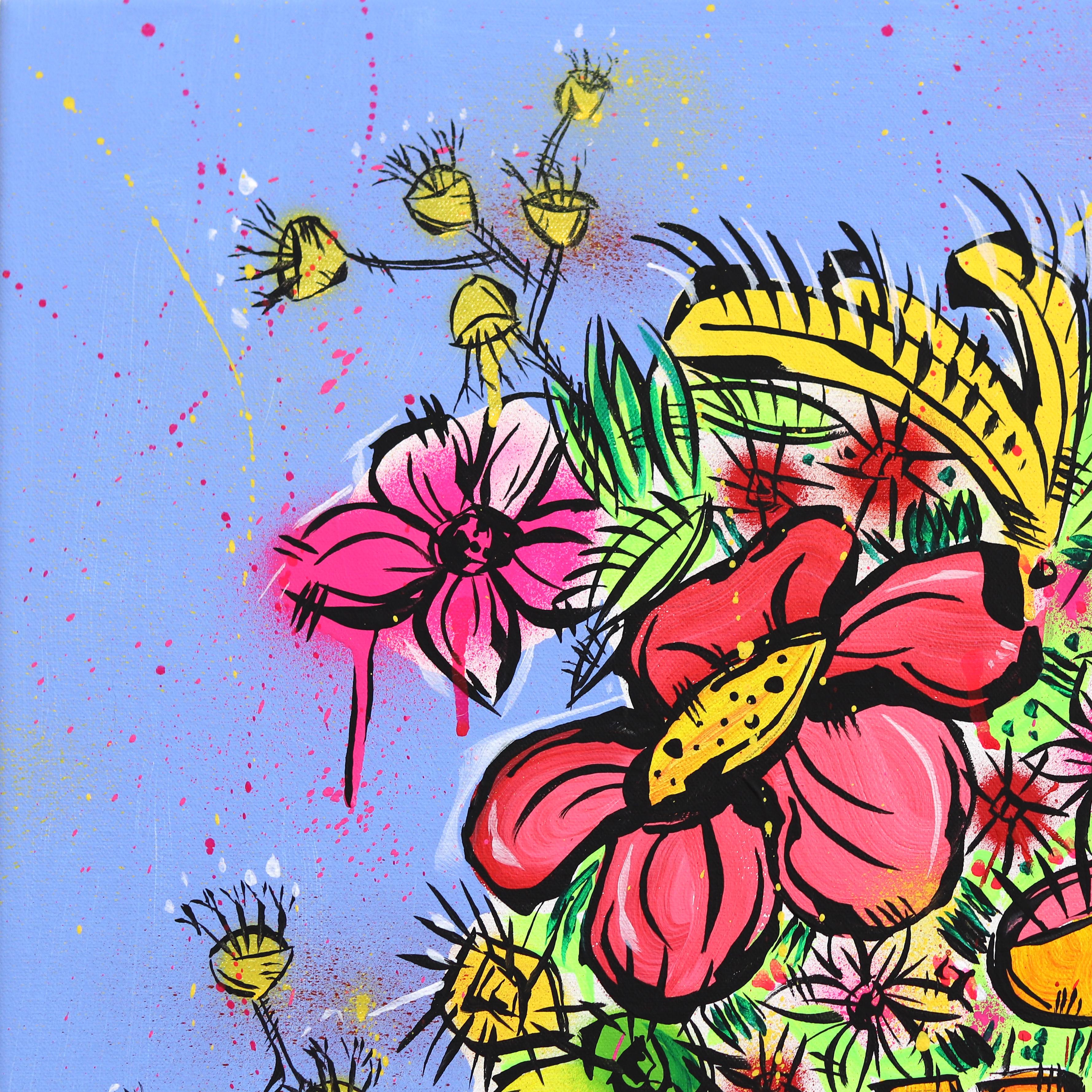 The Day We Ran Away - Abstract Colorful Botanical Floral Still Life Painting For Sale 5