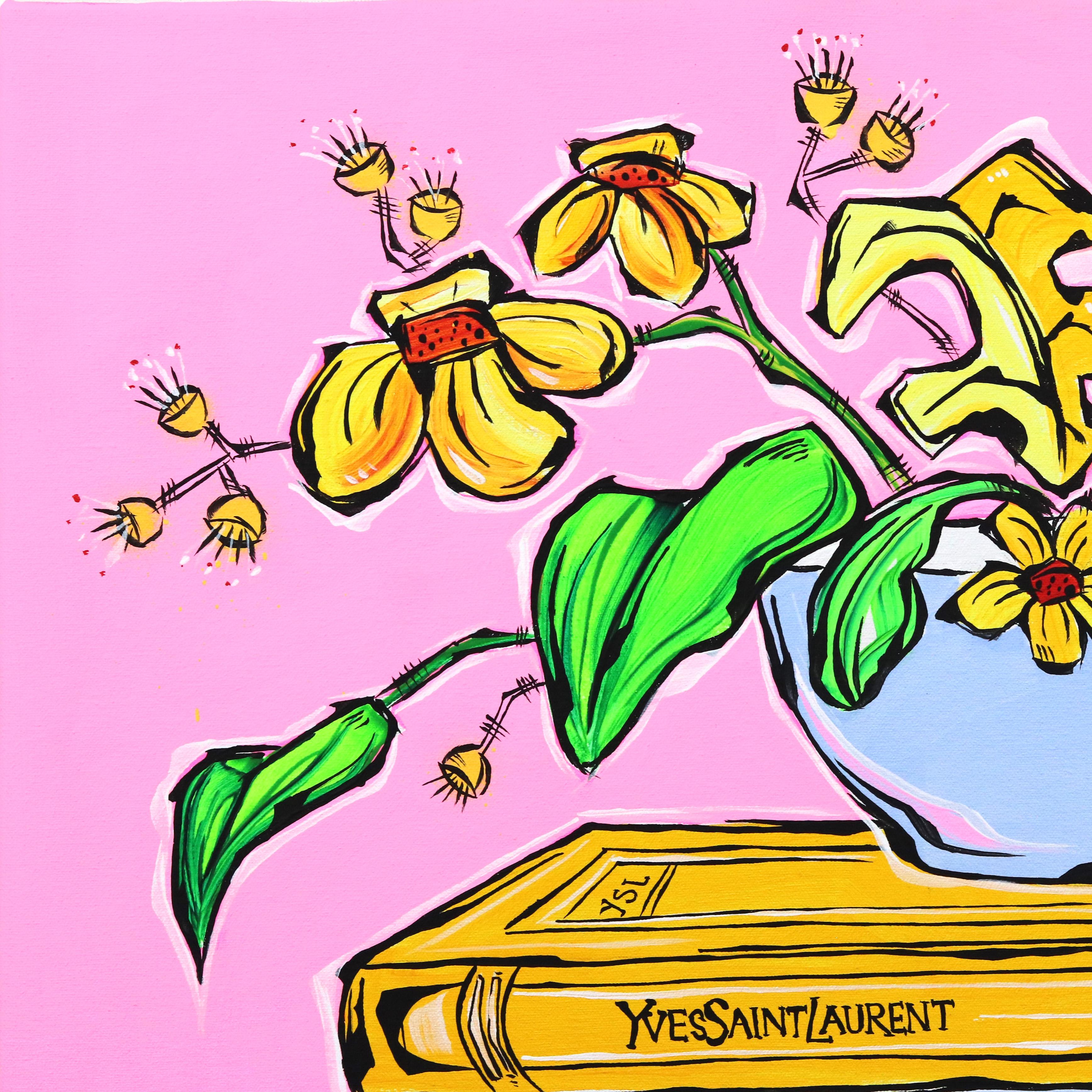 Yes Please - Colorido bodegón expresionista contemporáneo original - Painting Arte pop de Jonjo Elliott