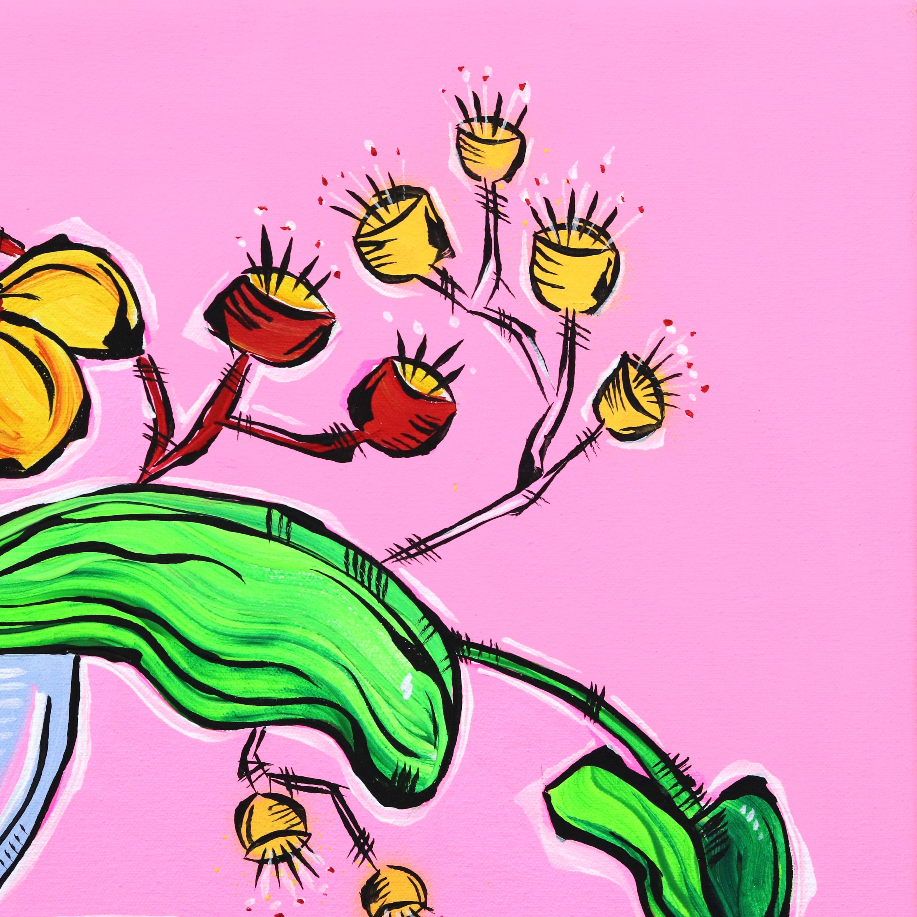 Las obras del artista inglés Jonjo Elliot son una colisión de fauvismo expresionista y sus colecciones fomentan un candor juvenil. Las plantas prosperan en entornos en los que el espectador quiere sumergirse. Le interesa el punto de cruce entre el