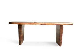 Jonkey Table in Claro, English, Bastogne, and Black Walnut W/ Cast Bronze Inlay