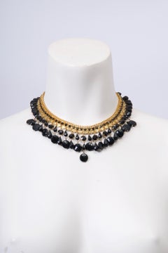 1950s Jonné Bib Necklace with Black Beads