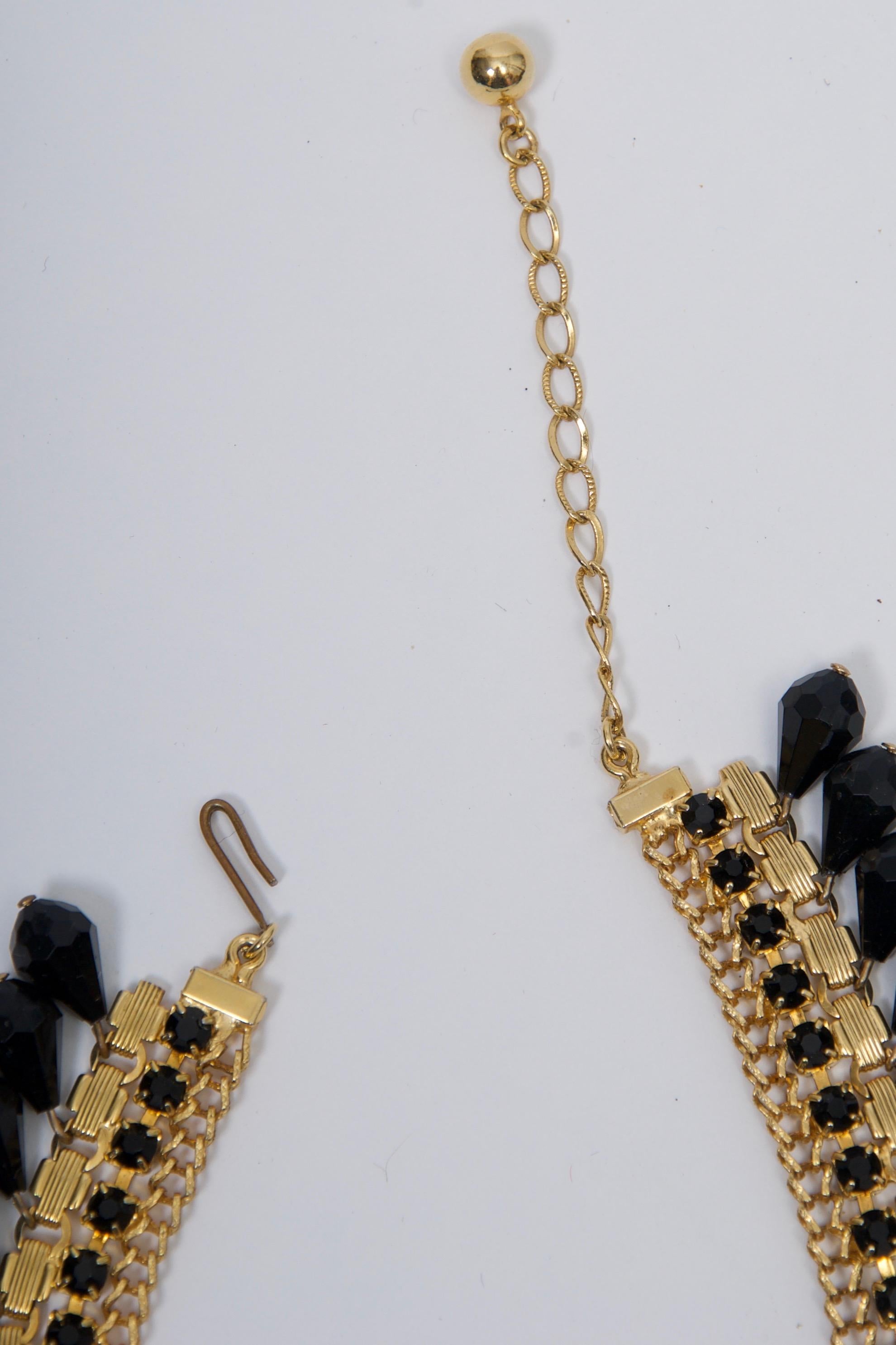 Retro Jonné Bib Necklace with Black Beads For Sale