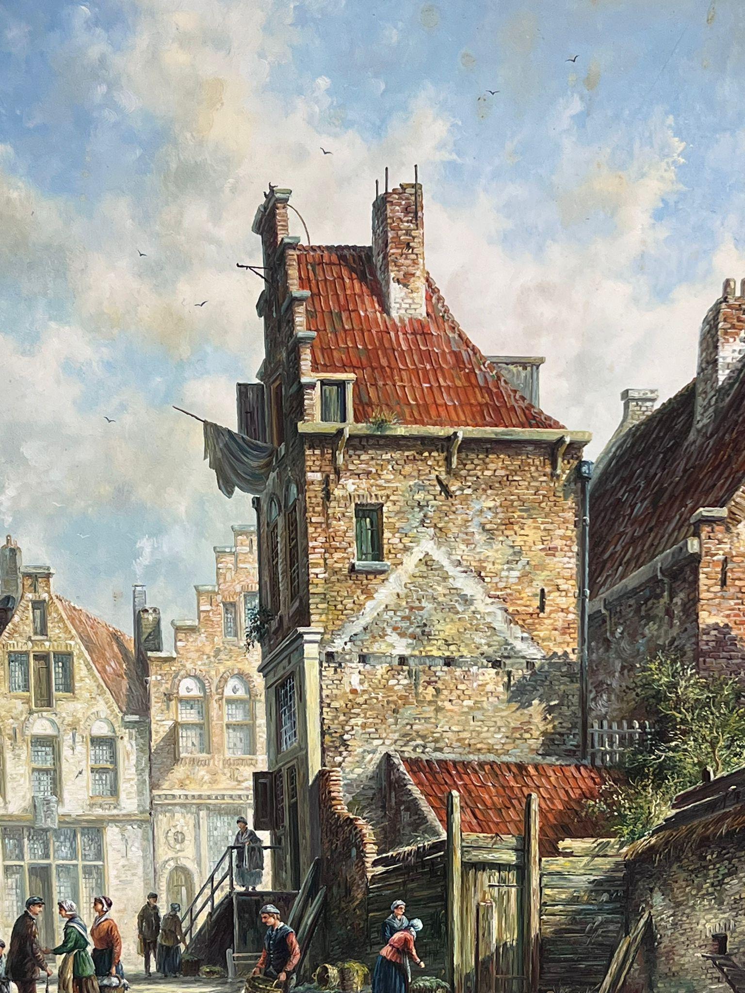La vieille ville hollandaise
de Jonny Gaston, Britannique 20e siècle
huile sur panneau signée, encadrée
encadré : 25.5 x 22 pouces
tableau : 18 x 14 pouces
provenance : collection privée, UK
état : très bon et sain 