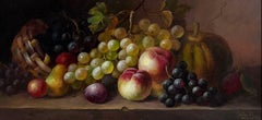 Schönes klassisches Stillleben, Ölgemälde, verschnörkelte Früchte in aufwändig vergoldetem Rahmen