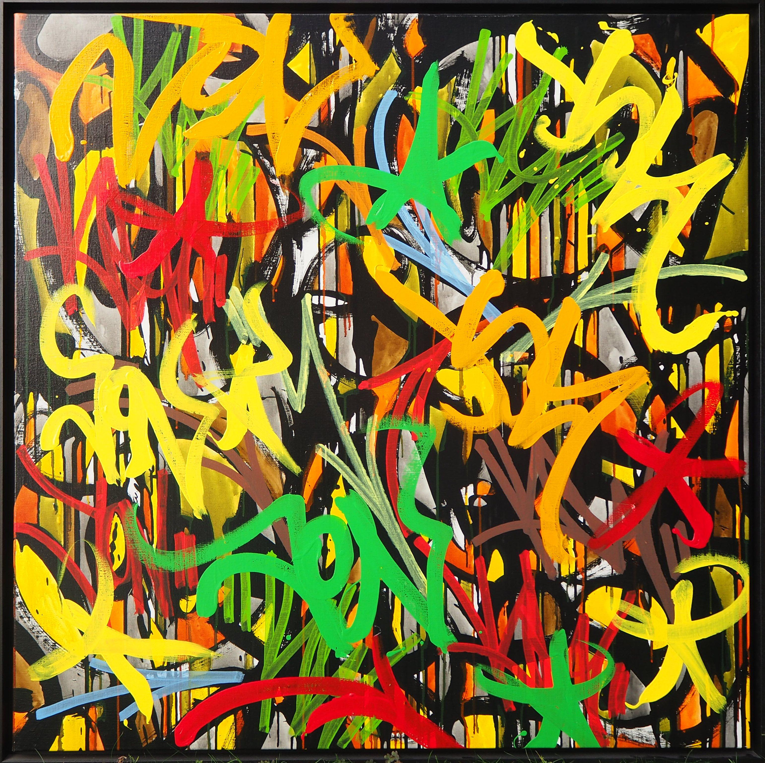 Abstract Painting di Jonone - Storia della mia vita - Pittura su tela originale firmata con CERTIFICATO