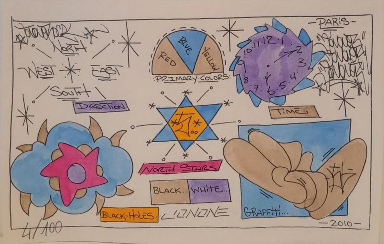 Boîte avec une sérigraphie et le catalogue
