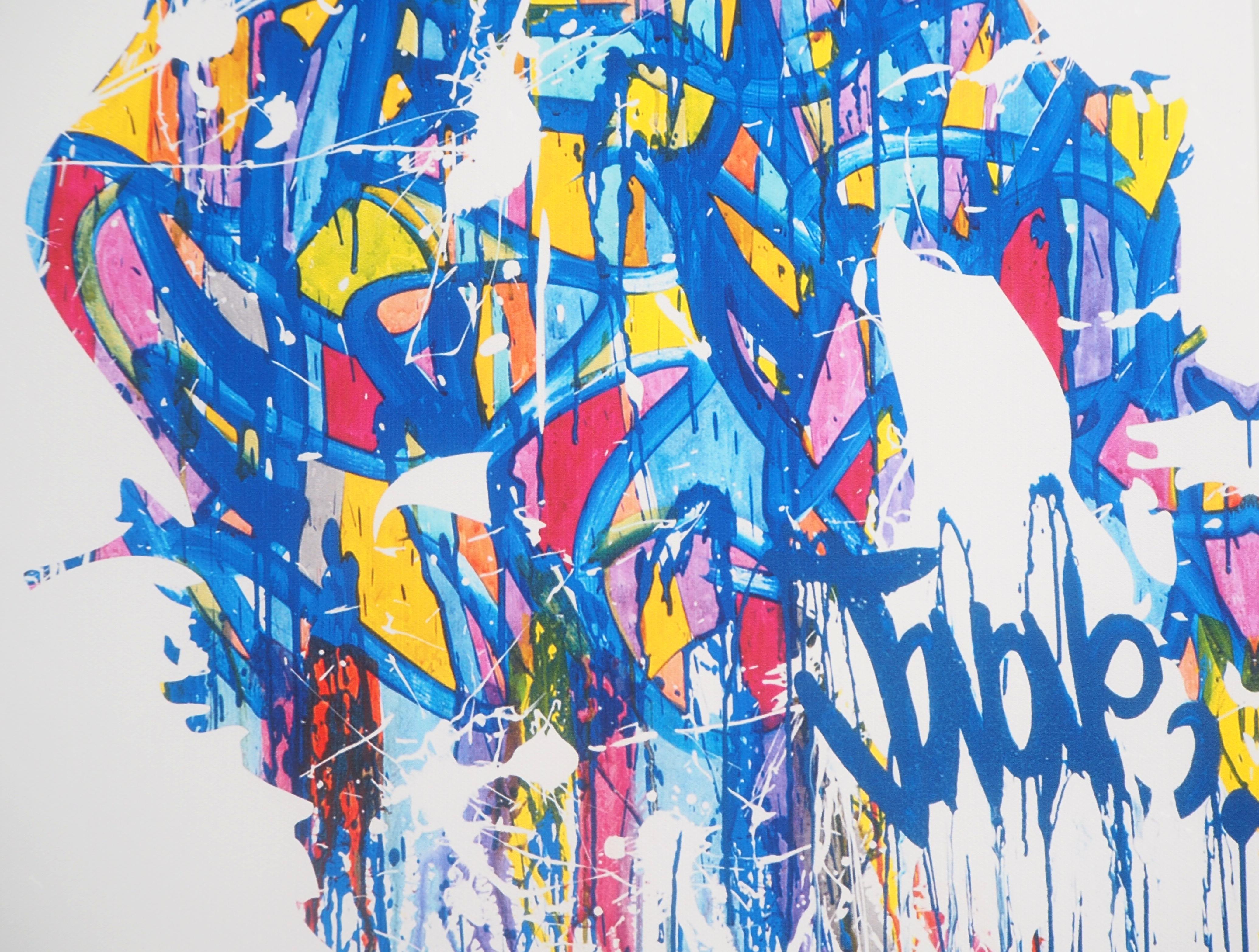 Street Art: Freiheit (nach Delacroix) – Original Siebdruck auf Leinwand – klein im Angebot 1