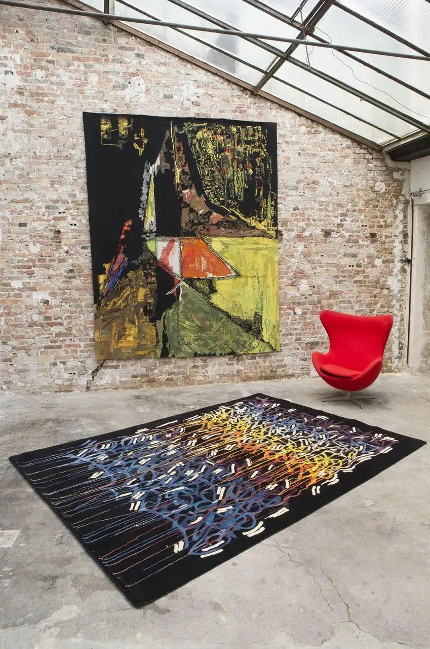JonOne „Rainbow“ - Boccara Limitierte Auflage - Handgeknüpfter künstlerischer Teppich - S-Größe (amerikanisch) im Angebot