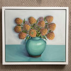 Autumnal Hydrangea Paniculata in a Celadon Jug painting by Jonquil Williamson