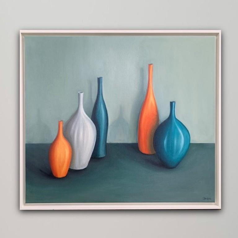 Five Pots with Orange de Jonquil Williamson, peinture de nature morte originale de Jonquil Williamson 1