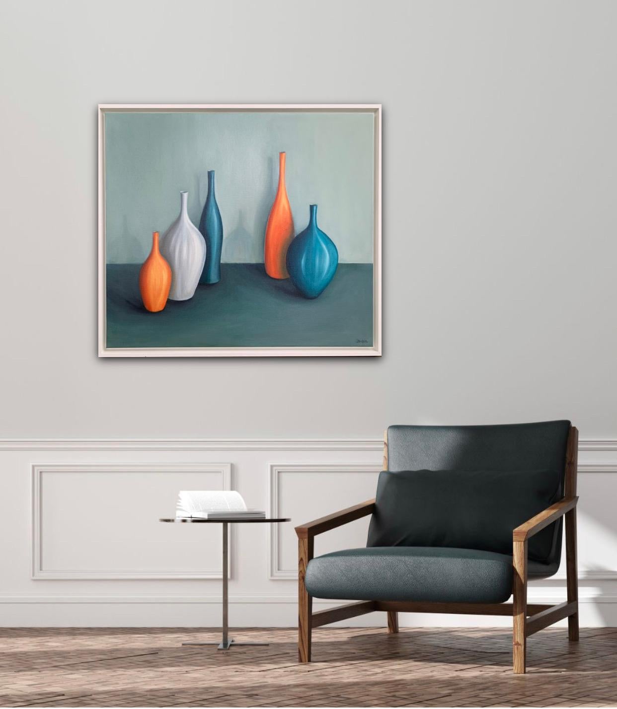 Five Pots with Orange by Jonquil Williamson original still life painting 5