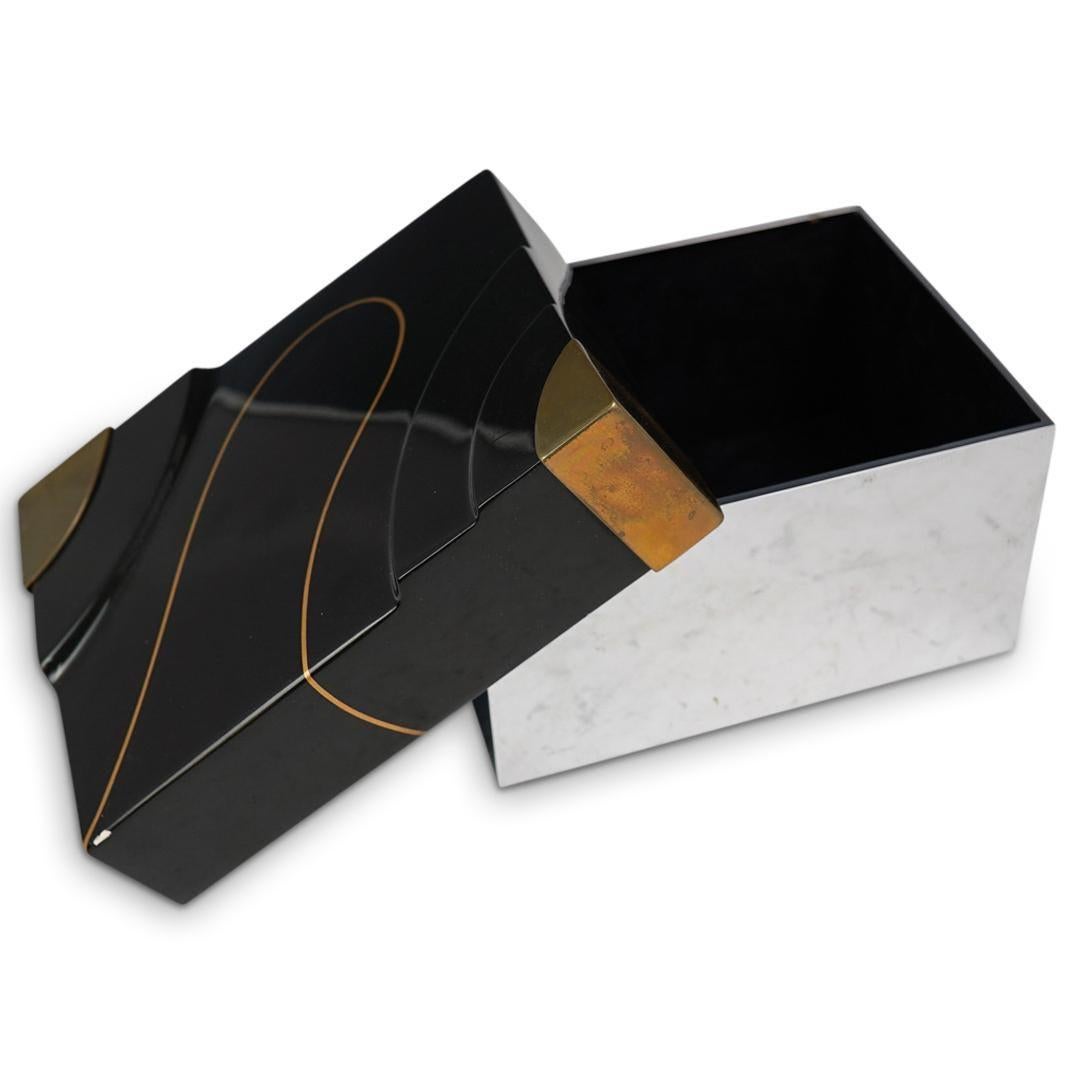 Jonson & Marcius chromium and black lacquered box for Dara International.
 