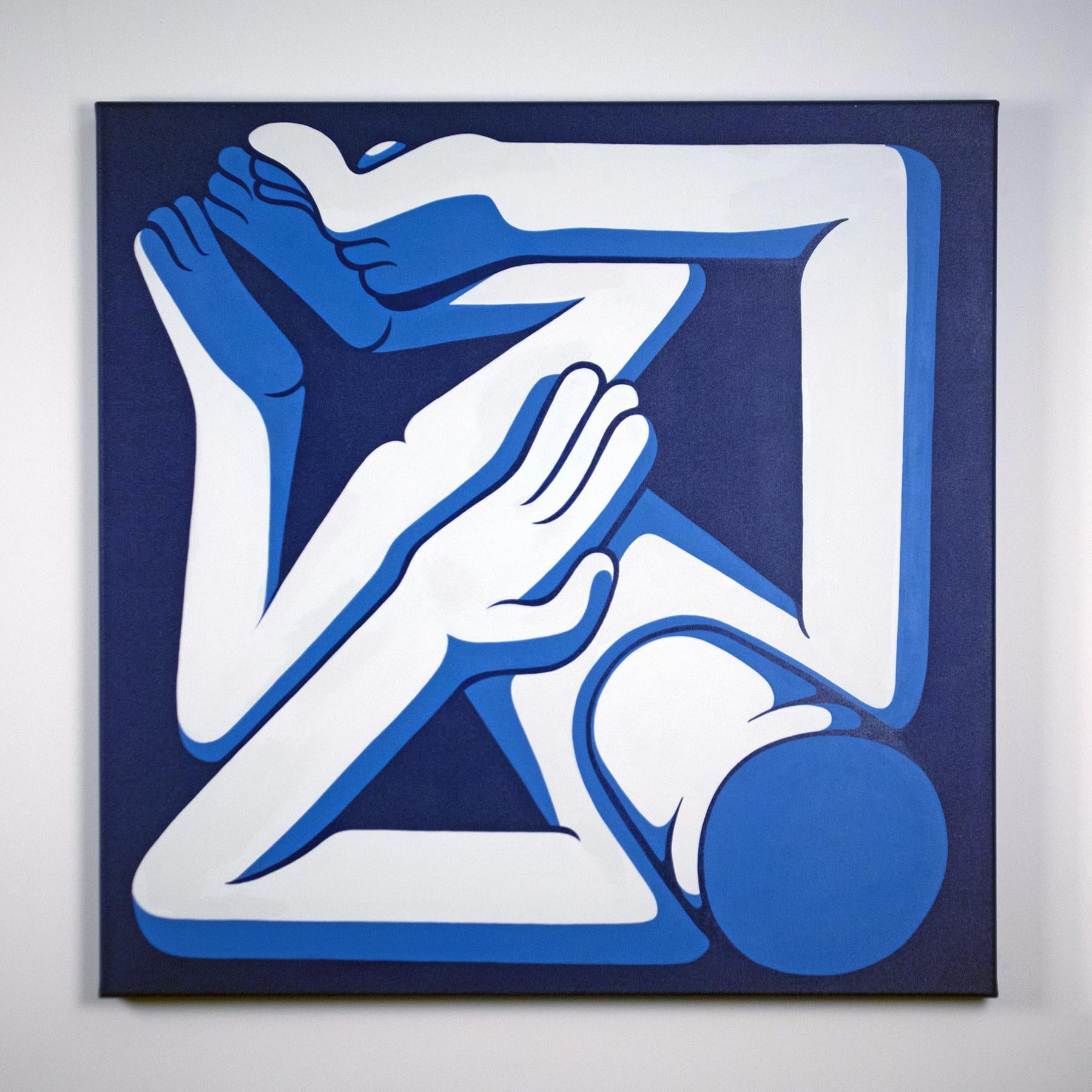  Papierwurf, blaue Malerei Nº4 – Painting von João Cardoso