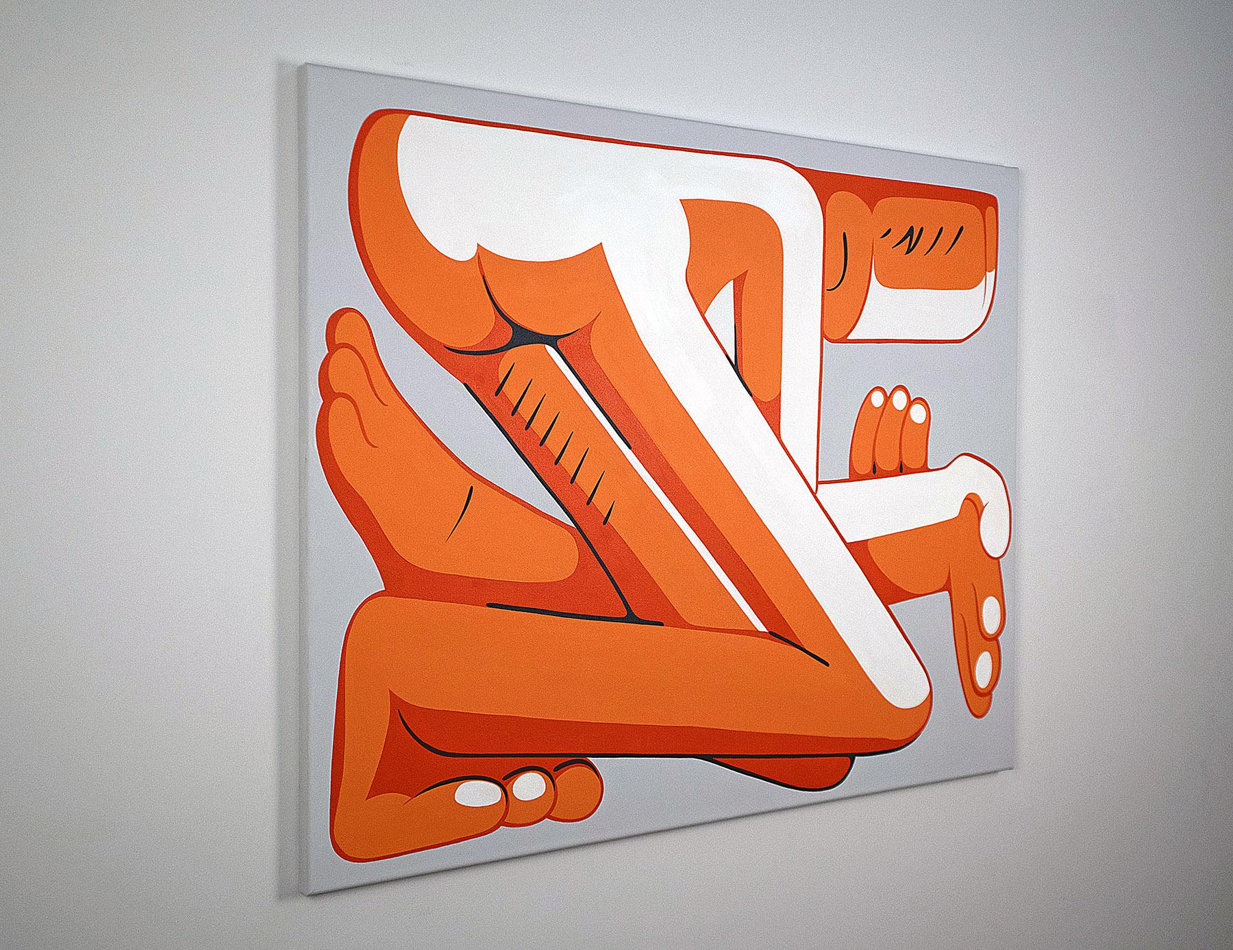  Paper toss, orange painting Nº6 - Painting by João Cardoso