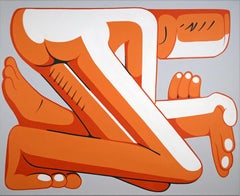  Papierwurf, orangefarbenes Gemälde Nº6