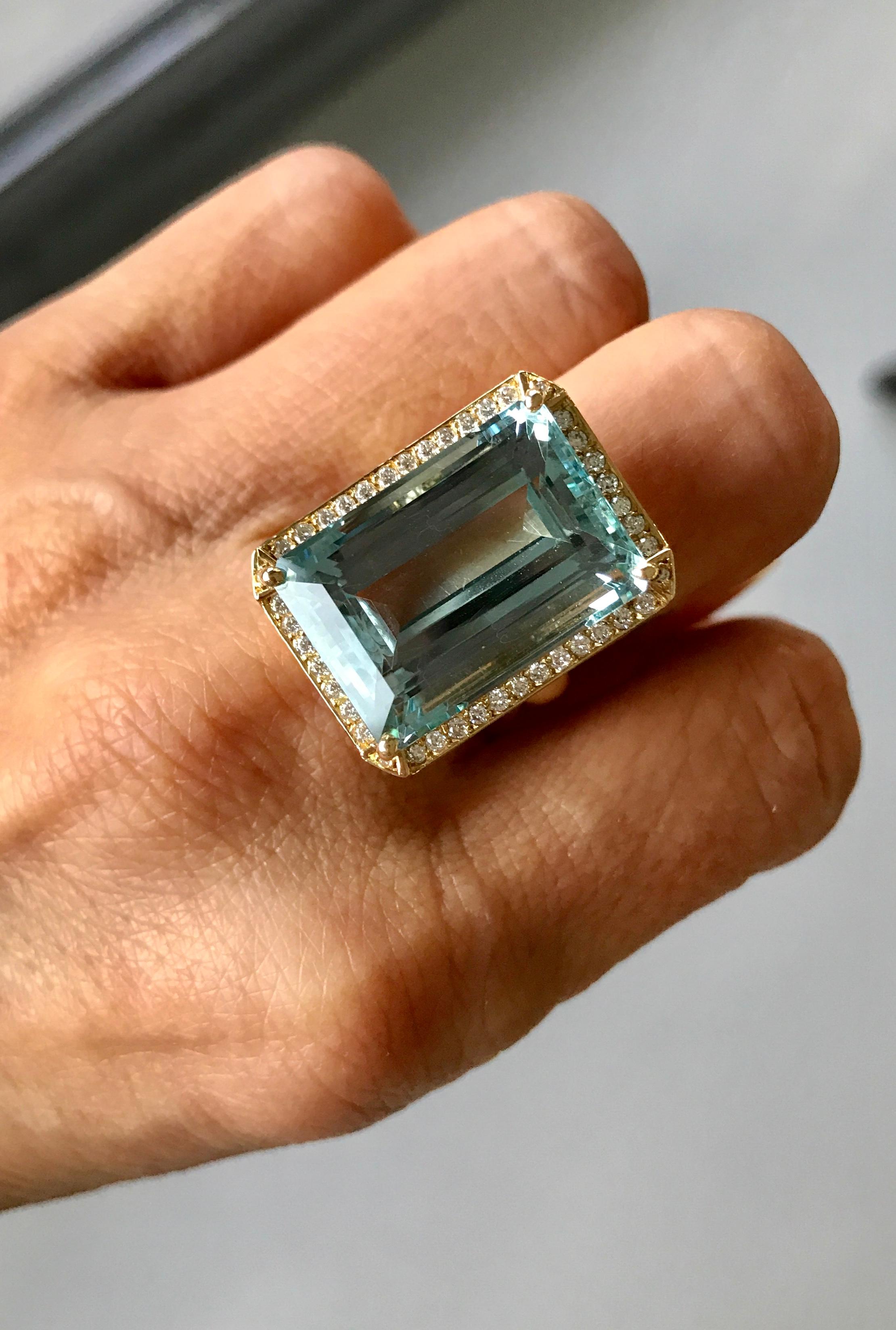 large emerald cut aquamarine ring