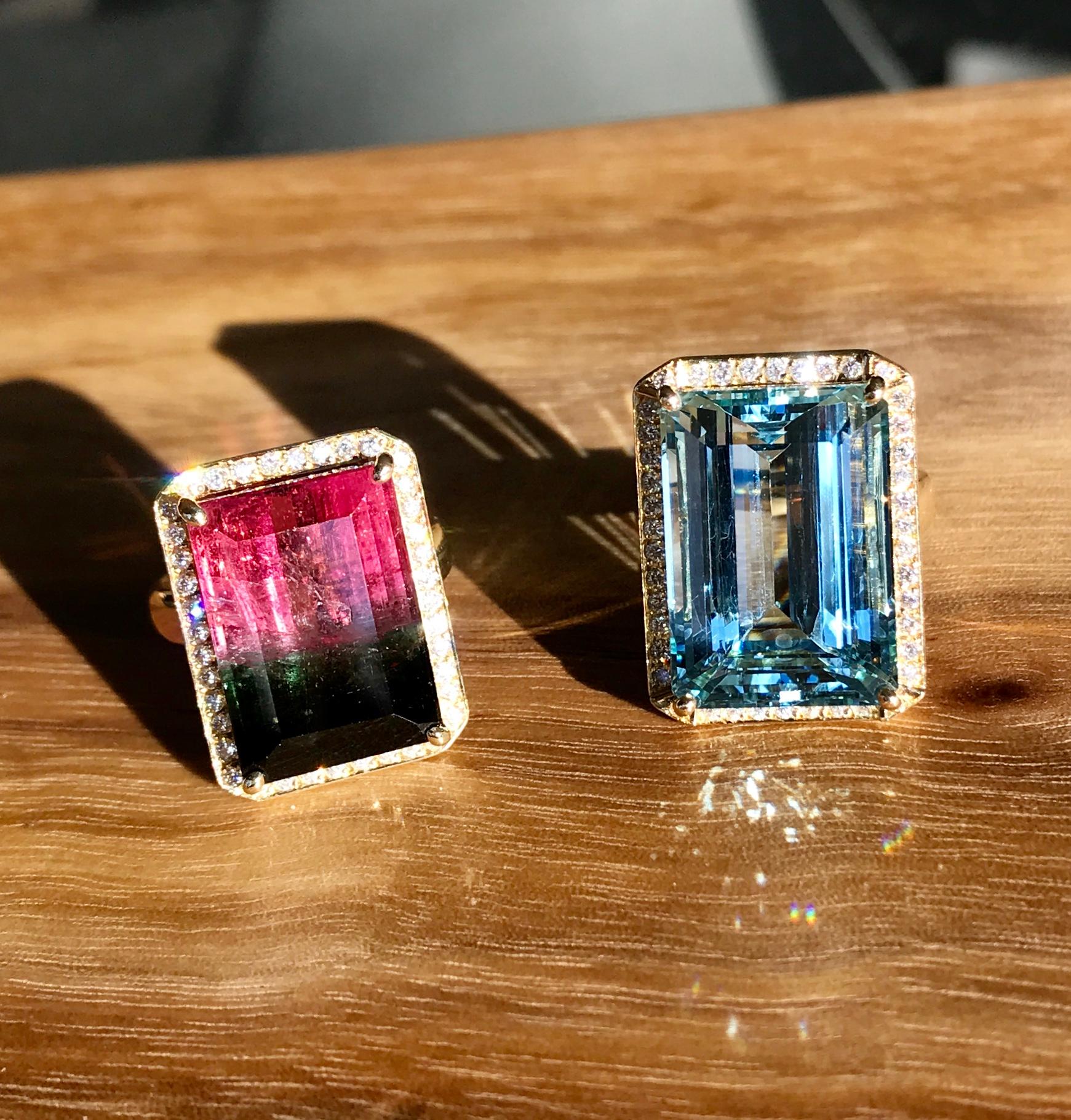 emerald cut aquamarine rings