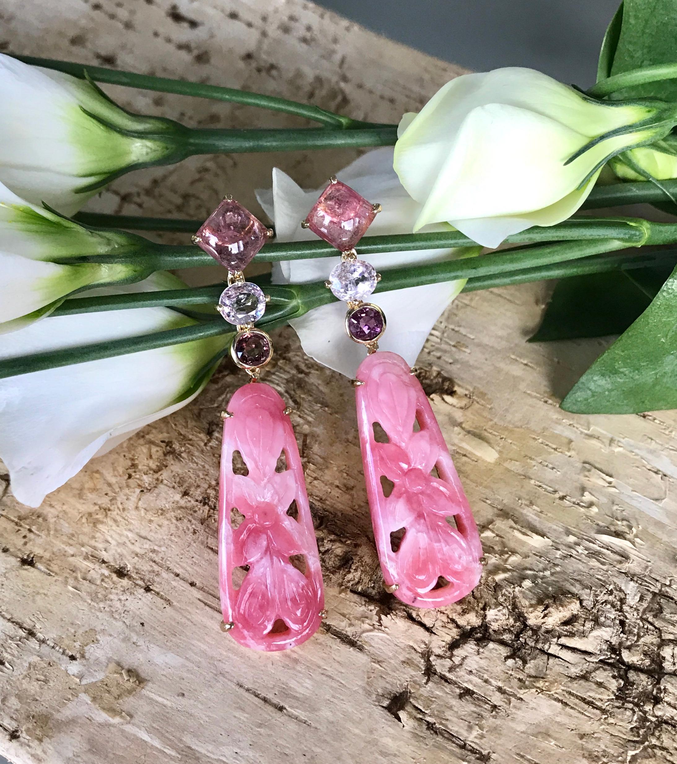 pink tourmaline drop earrings