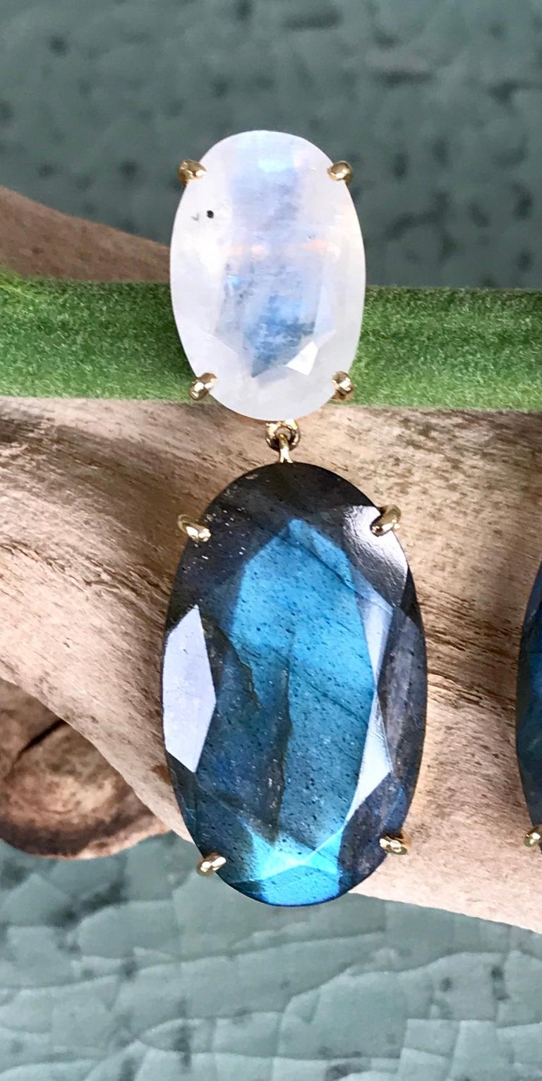 •MOON SHADOW• labradorite + mixed metal dangle earrings