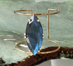 Joon Han Madagascar Labradorite Diamond 18K Yellow Gold Cuff Bracelet