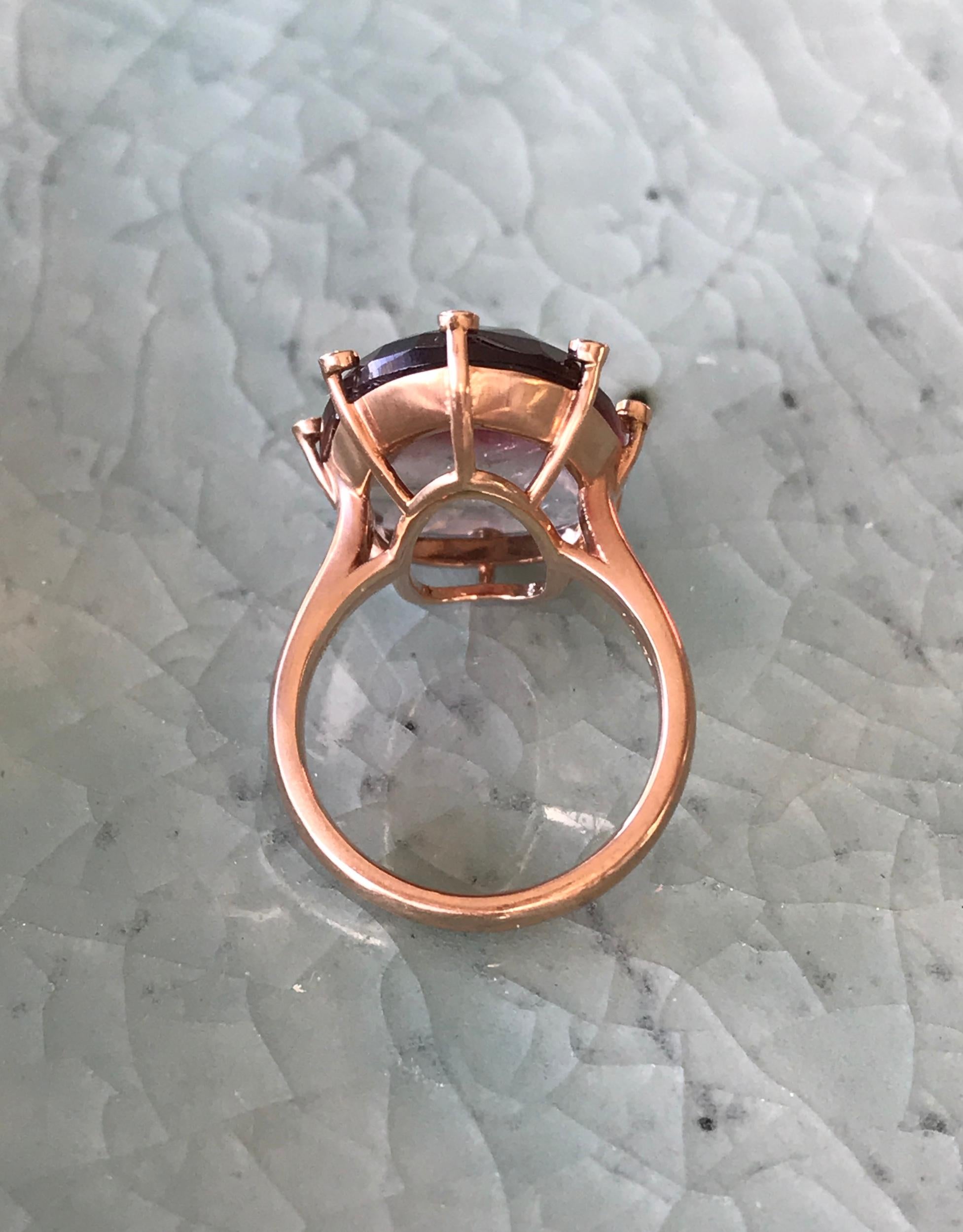18 Karat Rose Gold Rose Cut Bicolor Tourmaline Diamond Cocktail Ring 2