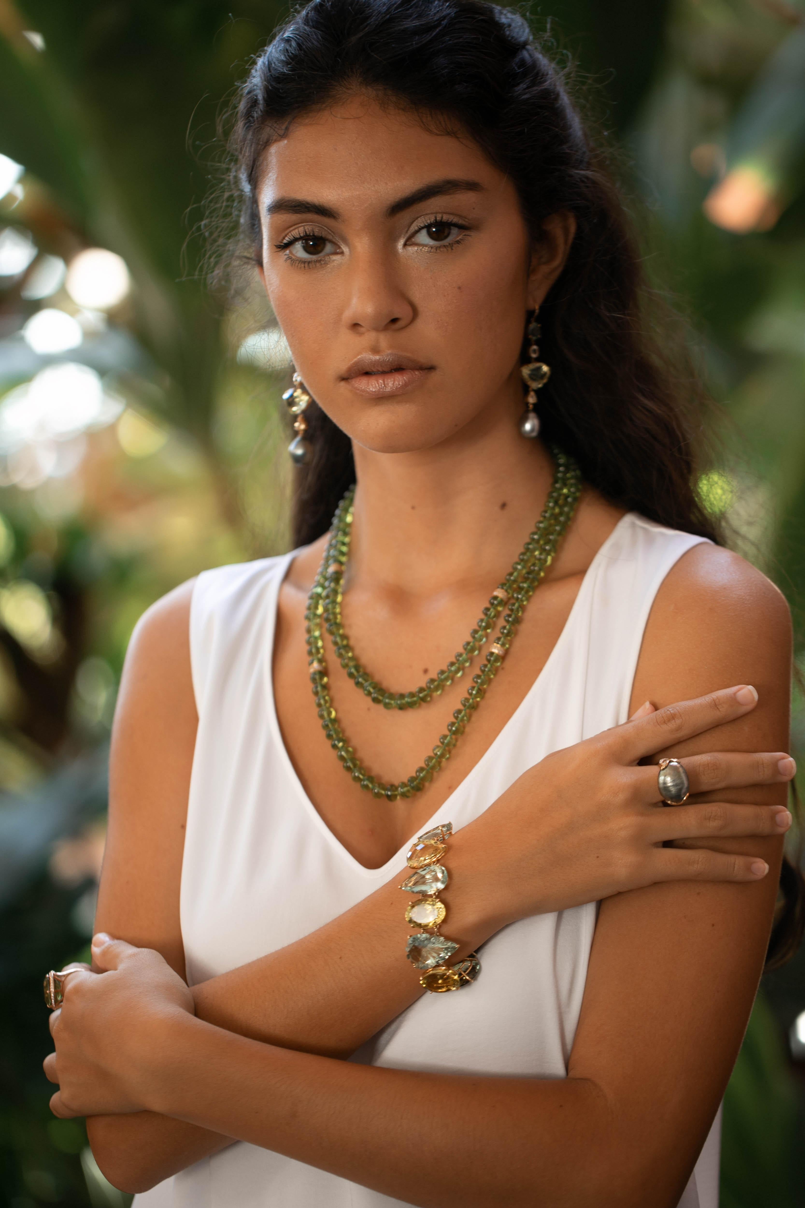 Joon Han South Sea Tahitian Pearl Quartz Sapphire Tourmaline Diamond Earrings 2
