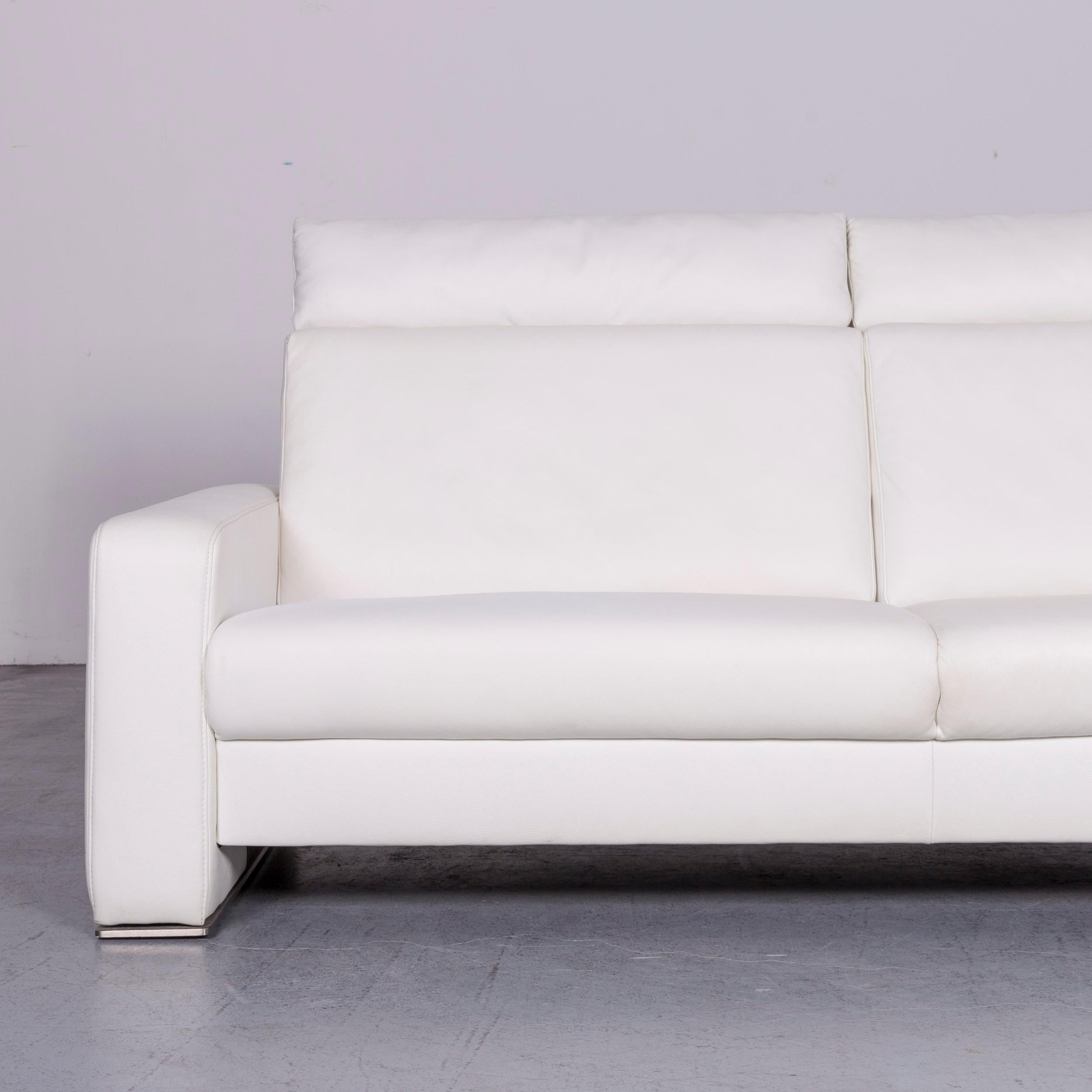 German Joop! Designer Leather Sofa White Three-Seat Couch For Sale