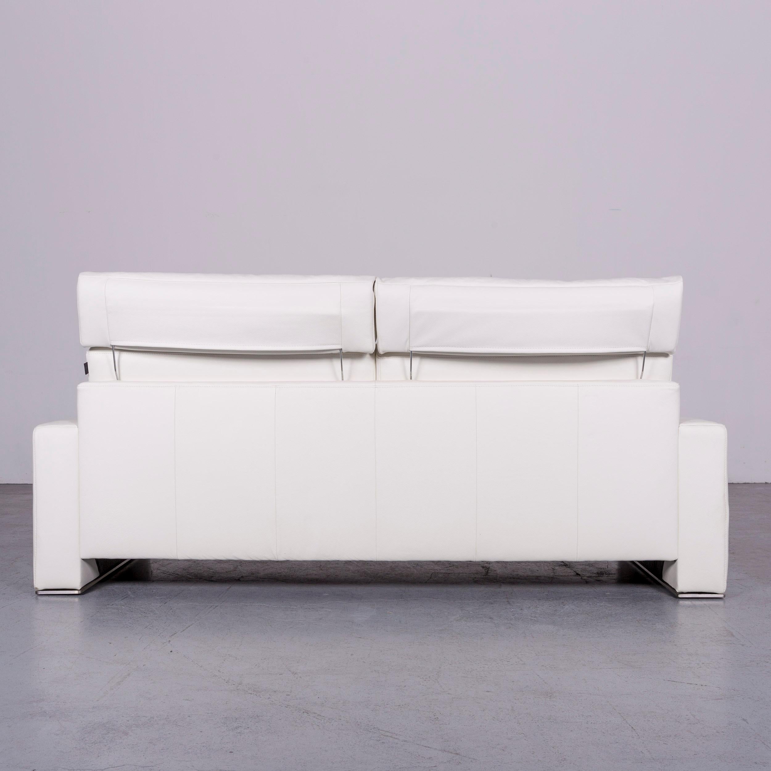Joop! Designer Leather Sofa White Three-Seat Couch For Sale 3