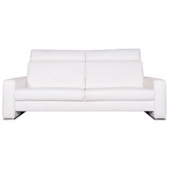 Joop! Designer Leather Sofa White Three-Seat Couch