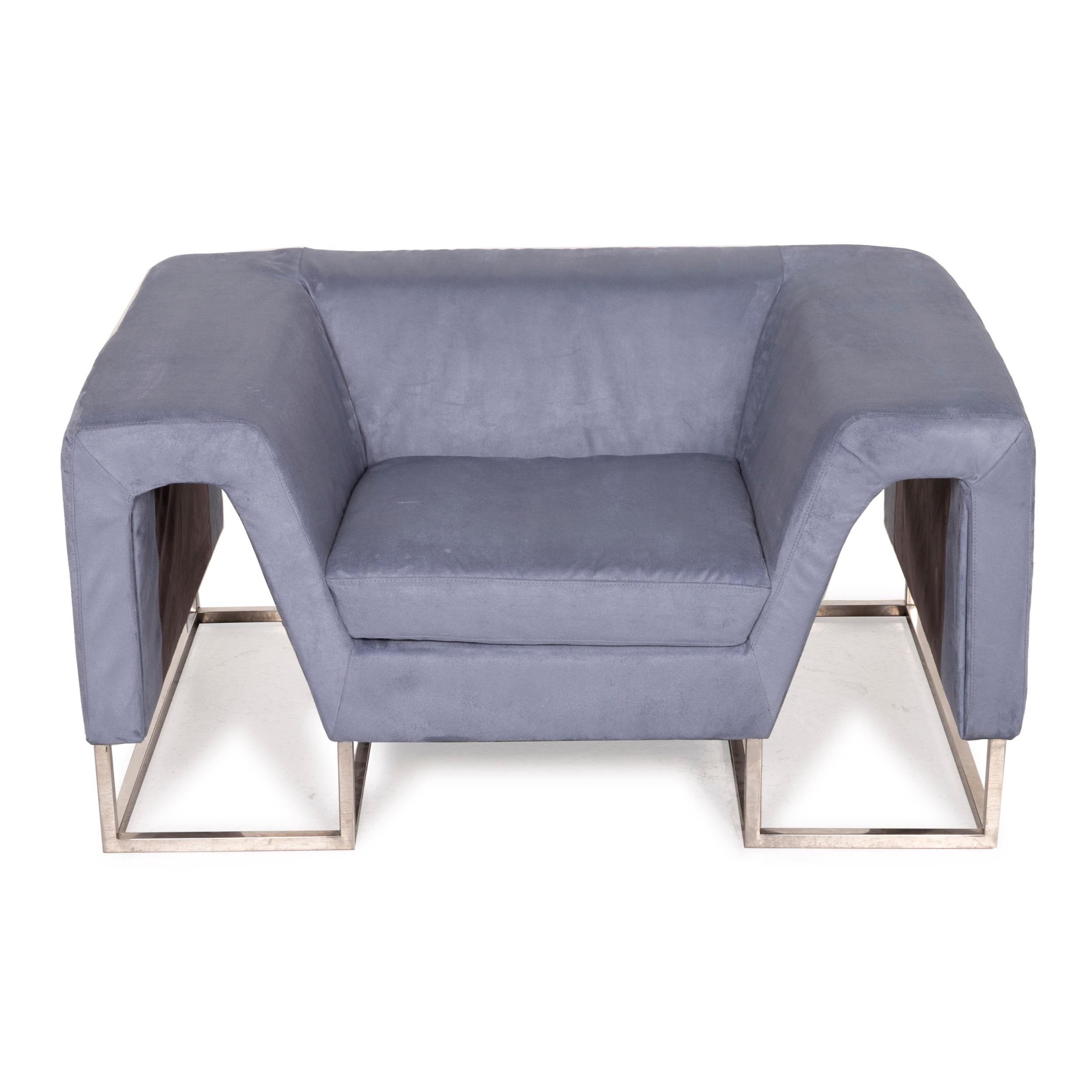 Contemporary Joop Fabric Armchair Blue Light Blue For Sale