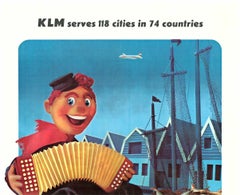 Original "Holland by KLM" vintage travel poster