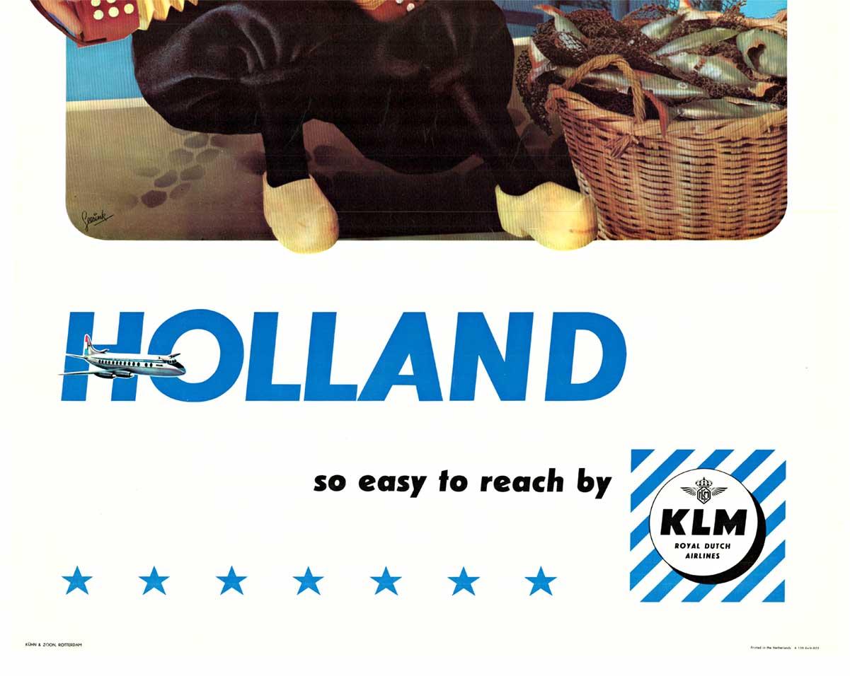 Affiche de voyage vintage originale Holland by KLM  - Modernisme américain Print par Joop Geesink