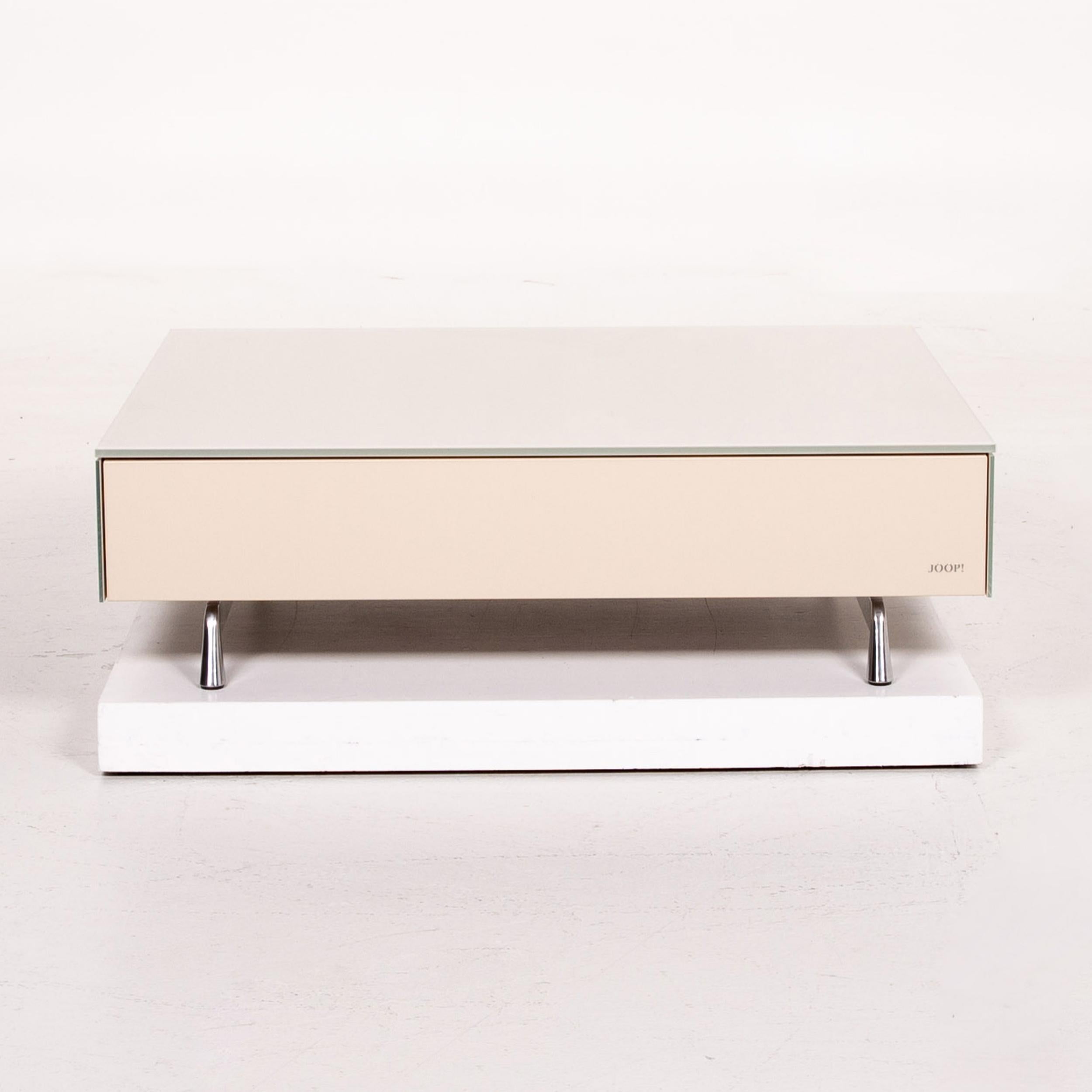 Joop Glas Hochglanz Couchtisch Lowboard Creme (21. Jahrhundert und zeitgenössisch) im Angebot