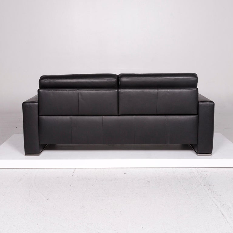 Joop Leather Sofa Black TwoSeat Function Couch For Sale at 1stDibs