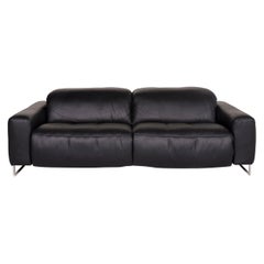 Joop Leather Sofa Black Two-Seat Function Relax Function Couch